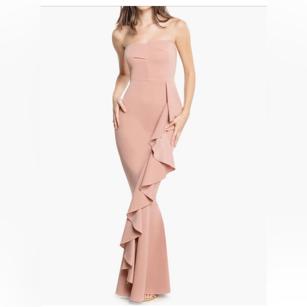 Dress the Population nwot blush Paris ruffle Strapless mermaid  gown